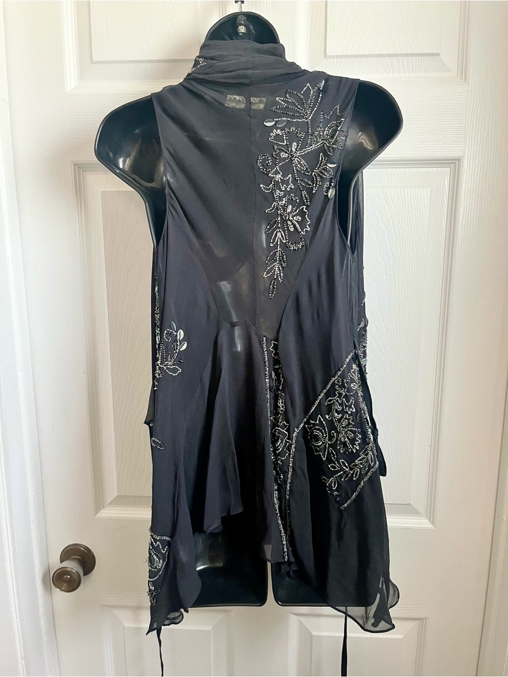 All Saints Spitalfields Silk Vintage 14 Large Cover Up Top Wrap Vest Embroidered - Picture 12 of 12